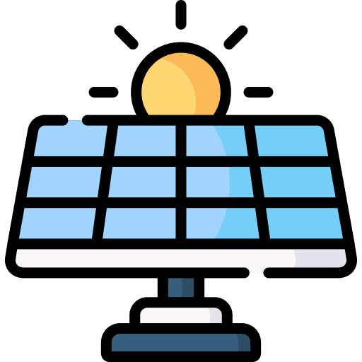 Solar panel icon with sun representing residential solar energy system installation