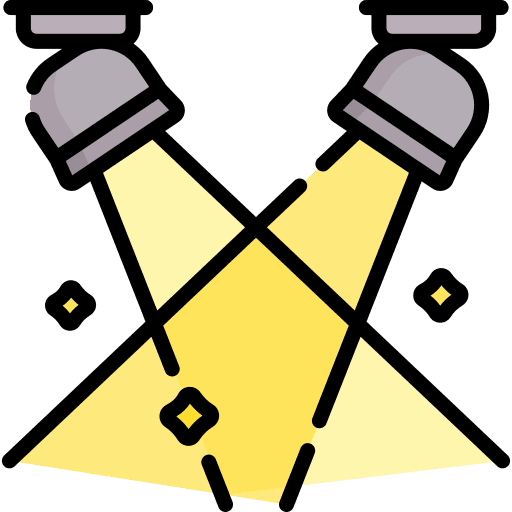 Lighting installation icon showing crossed ceiling spotlights representing home lighting upgrades and electrical services